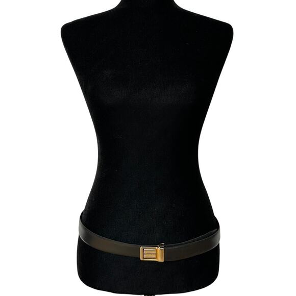 Vintage Christian Dior Leather Belt Black Brown Reversible Men's Size 36 - Picture 1 of 11